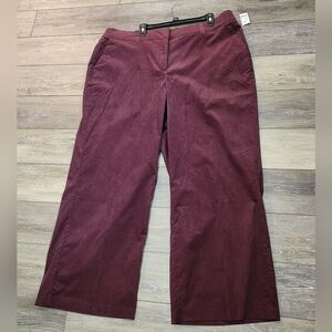 Lane Bryant wide leg midrise burgundy corduroy pants size 22